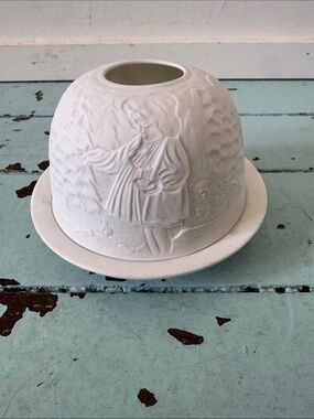 VINTAGE SEAGULL STUDIOS LITHOPHANE FAIRY LAMP TEA LIGHT CANDLE HOLDER VOTIVE